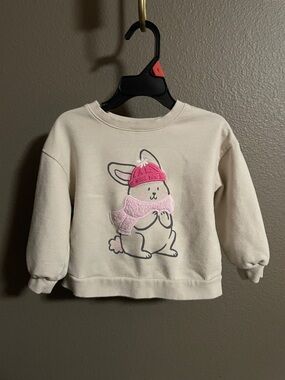 Carter's Cream Sweatshirt with Pink Bunny Appliqué